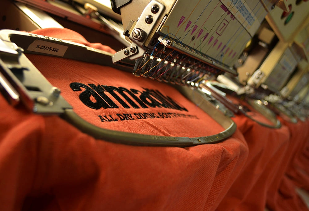 Logo embroidery on clothing
